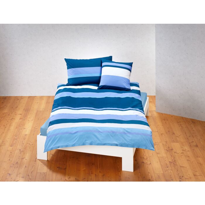 Bettwäsche in blau-weissem Streifenmix – Duvetbezug – 200x210 cm