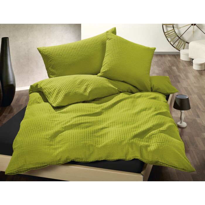 Bettwäsche Uni Satin-Seersucker – Duvetbezug – 200x210 cm