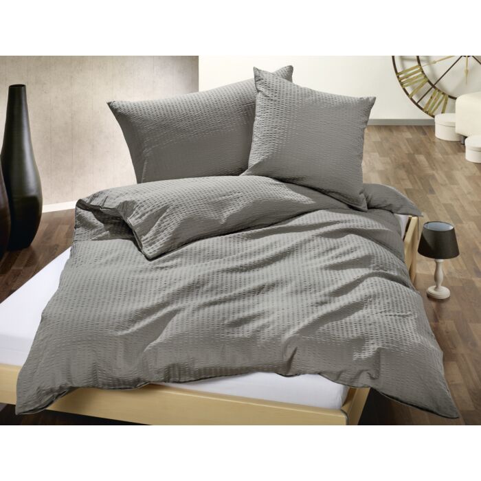 Bettwäsche Uni Satin-Seersucker – Duvetbezug – 160x210 cm
