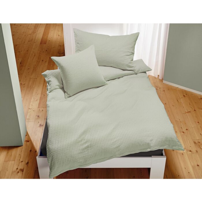 Bettwäsche Uni Satin-Seersucker – Duvetbezug – 200x210 cm