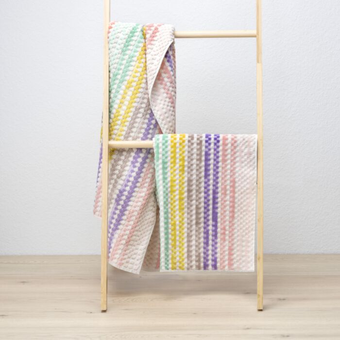 Linge éponge Alana à motif cubes colorés