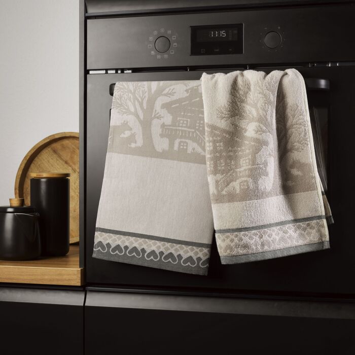 Lot de 2 linges de cuisine avec motif de papier découpé