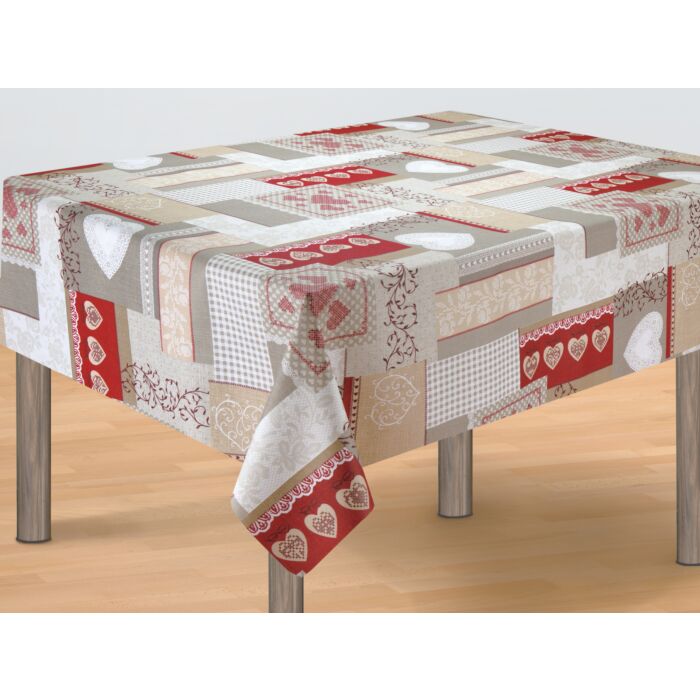 Acryl-Tischdecke mit Herzen und Rank-Ornamenten