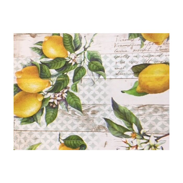 Nappe avec branches de citronnier et inscription