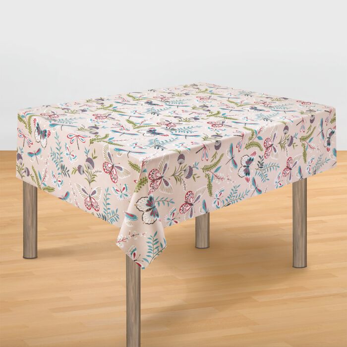 Nappe acrylique avec motif de feuilles et papillons colorés
