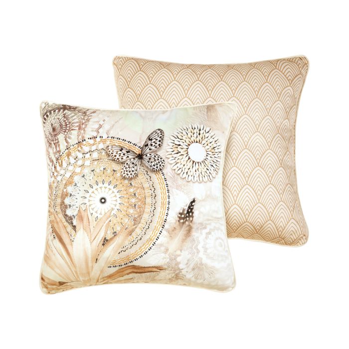 Image of hip Zierkissen mit Schmetterlingen und Federn, sand, 48x48 cm bei Lehner Versand Schweiz