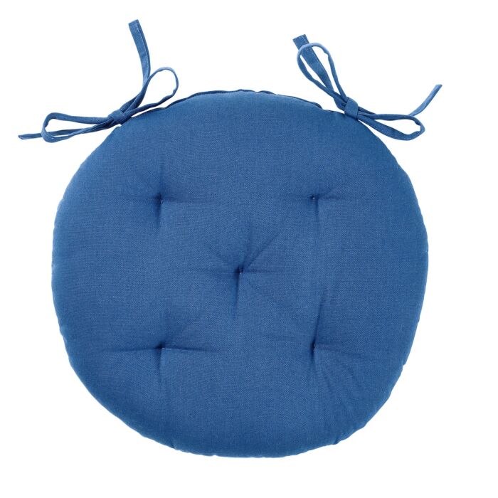 Coussin d'assise rond avec surpiqûres et attaches