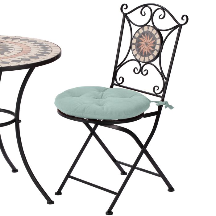 Coussin d'assise rond avec surpiqûres et attaches