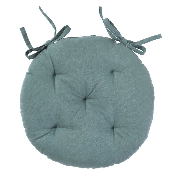 Coussin d'assise rond avec surpiqûres et attaches