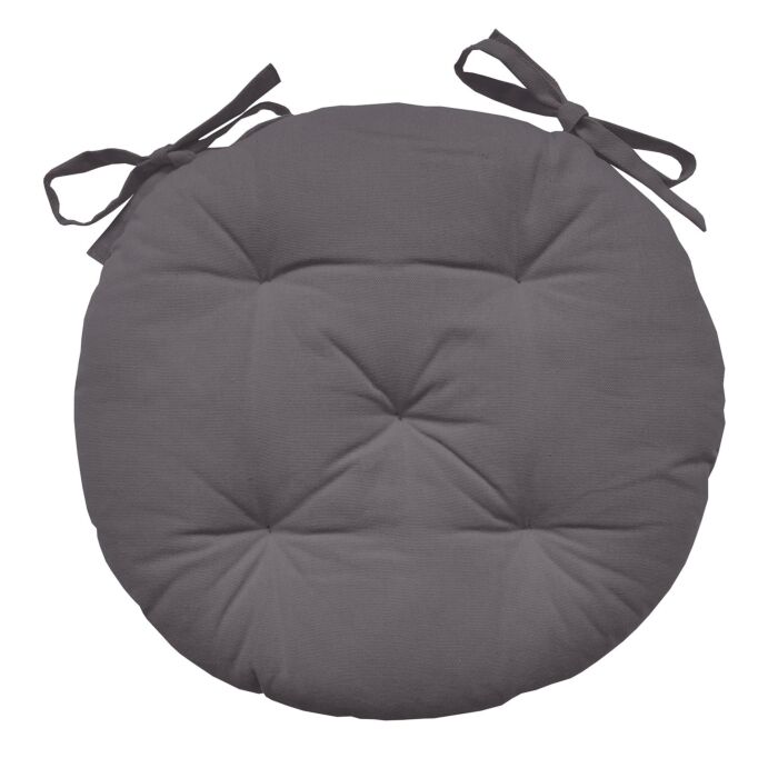 Coussin d'assise rond avec surpiqûres et attaches