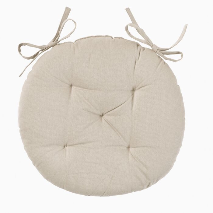 Coussin d'assise rond avec surpiqûres et attaches