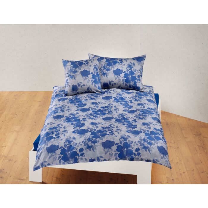 Bettwäsche mit blauem Blumenprint – Kissenbezug – 65x65 cm
