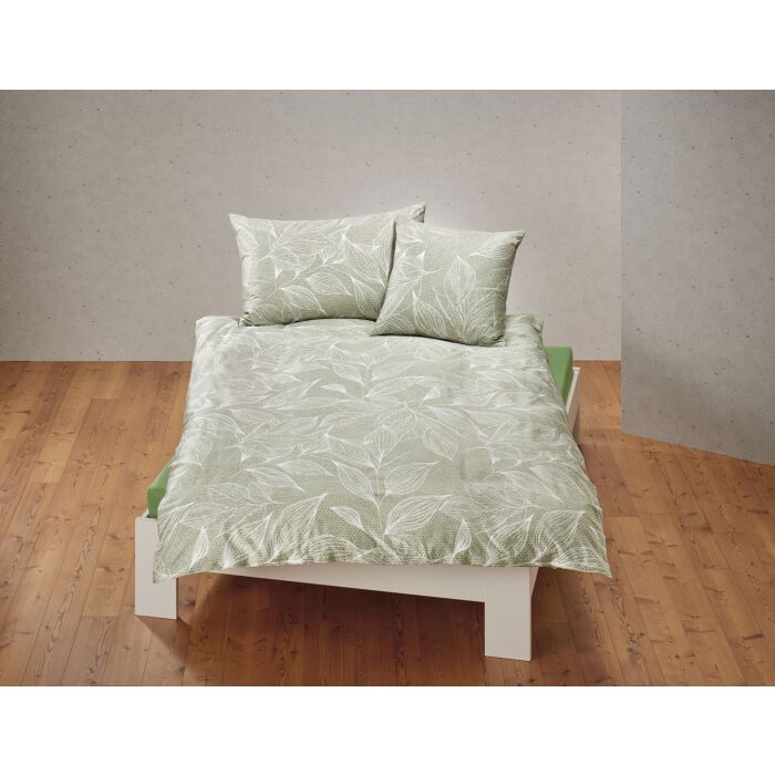 Bettwäsche mit feinem Blätterprint – Kissenbezug – 65x100 cm