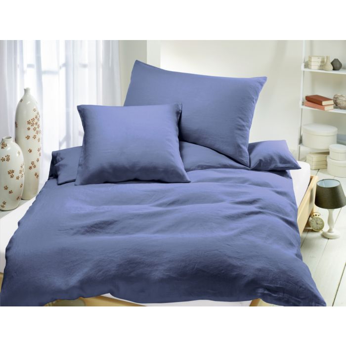 Image of Leinen-Bettwäsche uni, blau, 160x210 cm bei Lehner Versand Schweiz