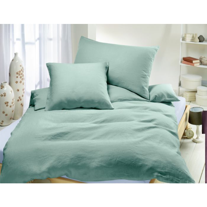 Image of Leinen-Bettwäsche uni, hellgrün, 160x210 cm bei Lehner Versand Schweiz