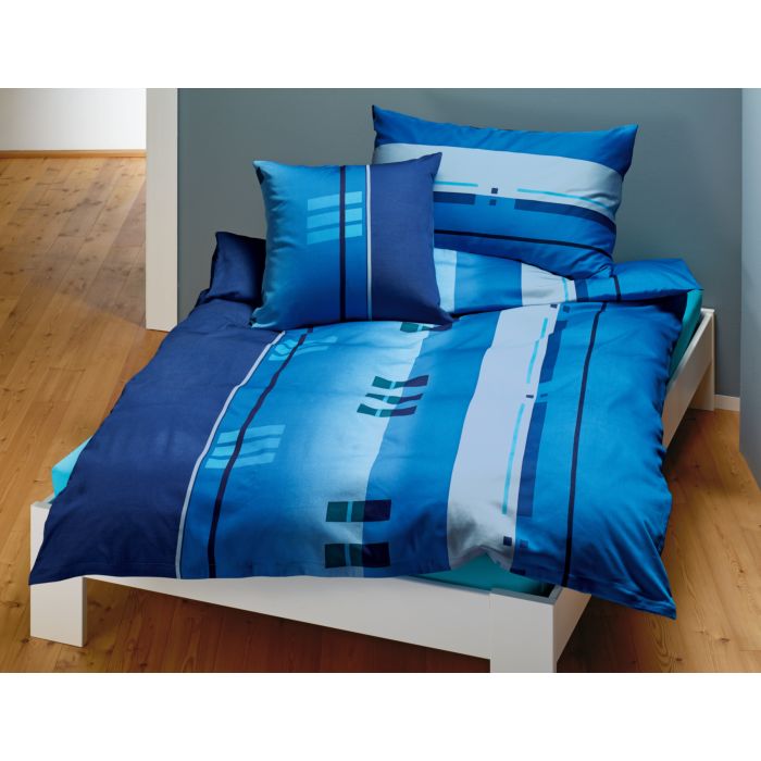 Image of Bettwäsche gestreift schmal und breit – Duvetbezug – 160x210 cm, blau bei Lehner Versand Schweiz