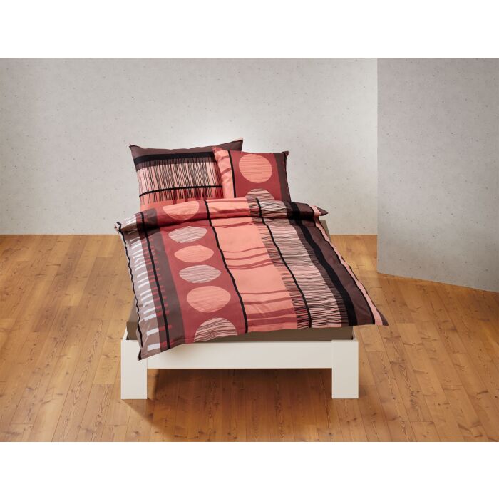 Bettwäsche schwarz-braun-grau mit Streifen und Kreisen – Duvetbezug – 160x240 cm