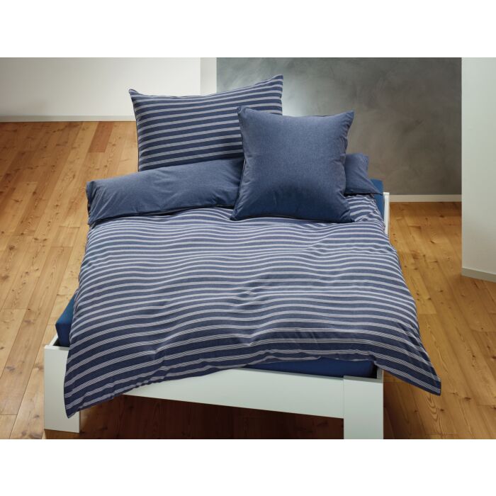 Jersey-Bettwäsche mit Biese und feinen Streifen – Kissenbezug – 65x100 cm