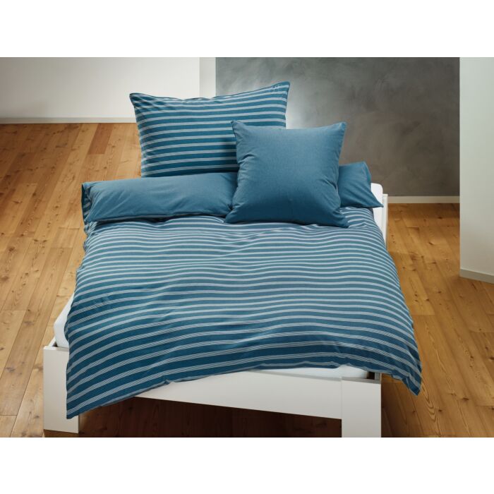 Jersey-Bettwäsche mit Biese und feinen Streifen – Kissenbezug – 65x65 cm