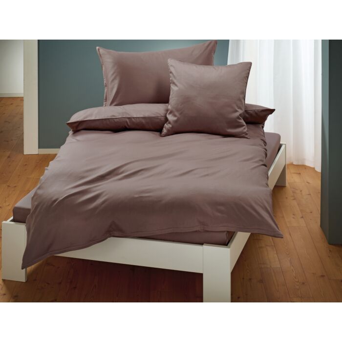 Uni Satin Bettwäsche mit Biese – Duvetbezug – 160x210 cm