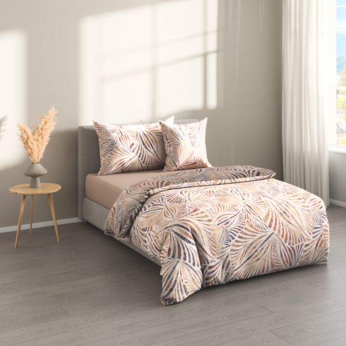 Linge de lit orné d'un motif de feuilles intemporel