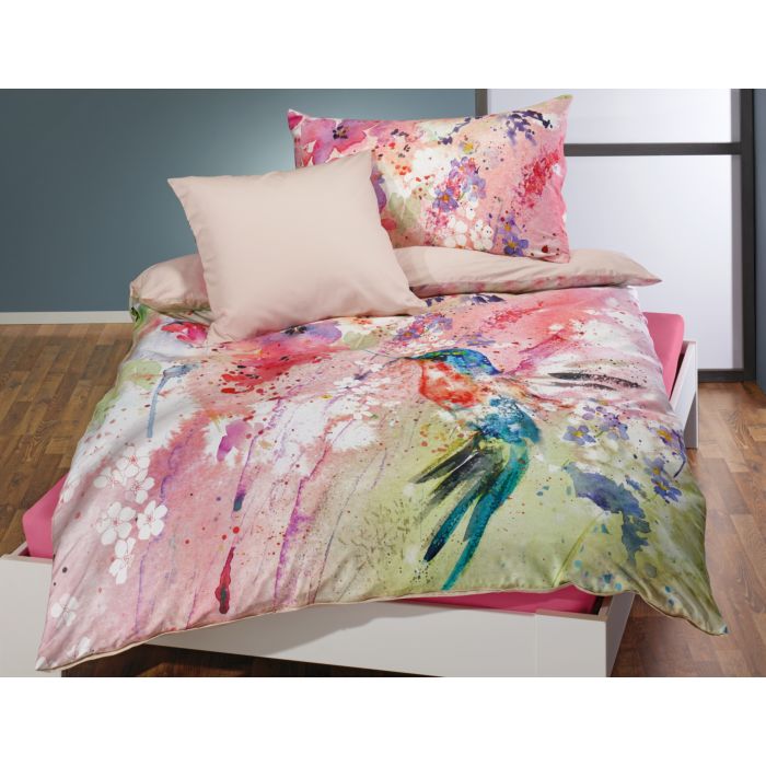 Image of Bettwäsche mit Kolibri in farbenfroher Aquarell-Optik, mehrfarbig, 160x210 cm bei Lehner Versand Schweiz