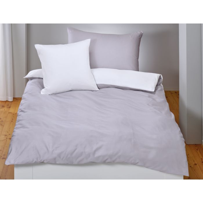 Image of Uni Satin-Bettwäsche Doubleface, silbergrau-weiss, 200x210 cm bei Lehner Versand Schweiz