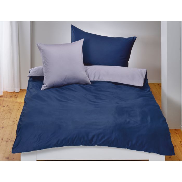 Image of Uni Satin-Bettwäsche Doubleface, marine-silber, 240x240 cm bei Lehner Versand Schweiz