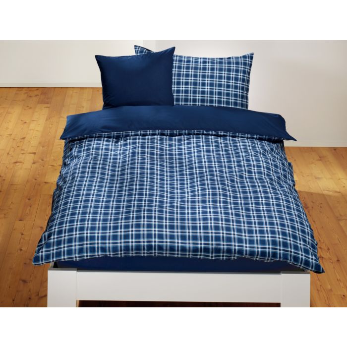 Image of Bettwäsche mit Karomuster marine-blau, 65x65 cm bei Lehner Versand Schweiz