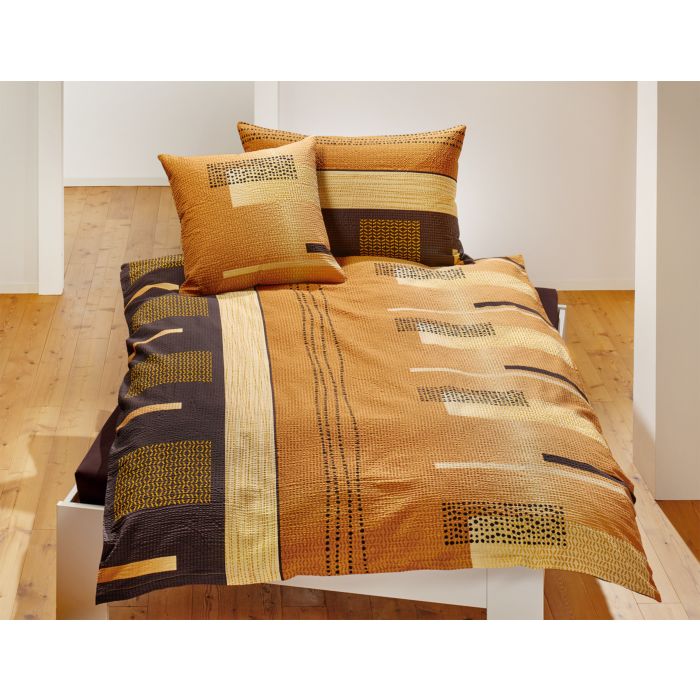 Image of Bettwäsche mit Rautenmuster, gold, 160x210 cm bei Lehner Versand Schweiz