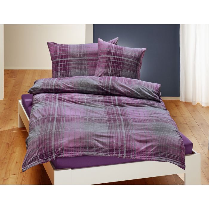 Image of Bettwäsche mit Karomuster blau-dunkel violett, 50x70 cm bei Lehner Versand Schweiz
