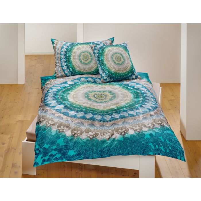 Image of em-es-te Bettwäsche mit grossem Mandala-Motiv, blau, 50x70 cm bei Lehner Versand Schweiz