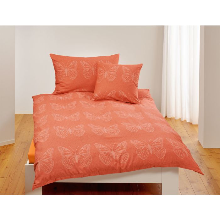 Image of Bettwäsche mit Schmetterlingen in Schabloniertechnik – Kissenbezug – 65x100 cm, melone bei Lehner Versand Schweiz