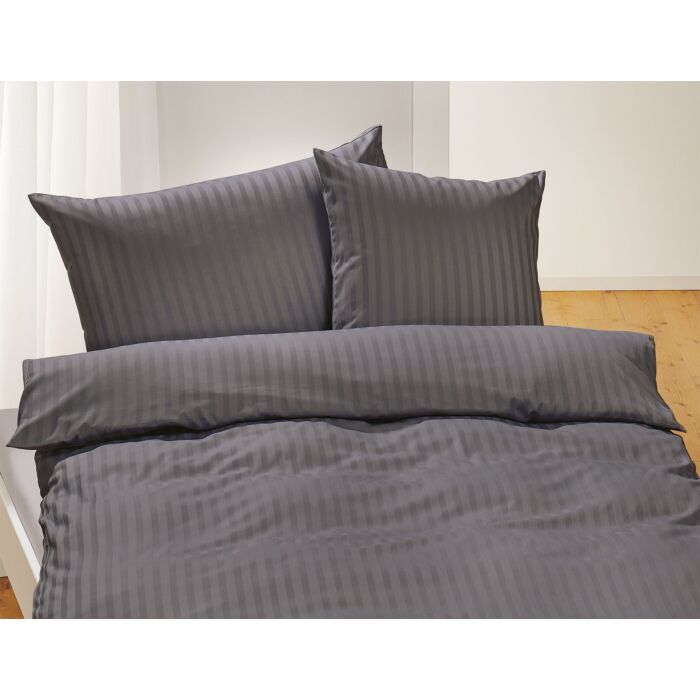 Bio-Satin-Bettwäsche uni gestreift