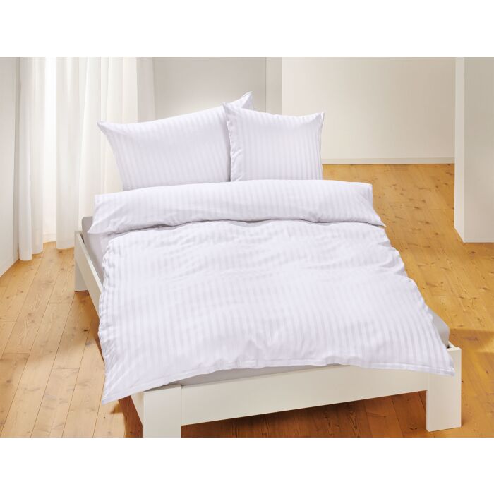 Bio-Satin-Bettwäsche uni gestreift – Duvetbezug – 240x240 cm