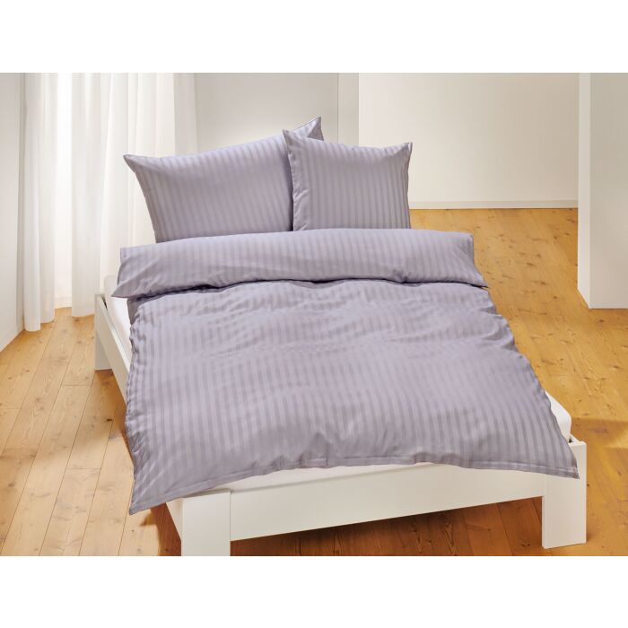 Bio-Satin-Bettwäsche uni gestreift – Duvetbezug – 240x240 cm