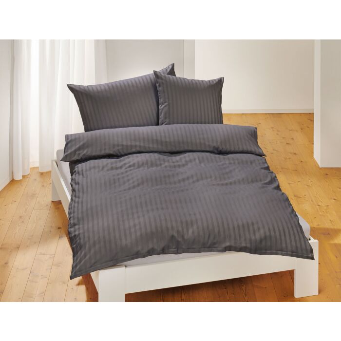 Bio-Satin-Bettwäsche uni gestreift – Kissenbezug – 65x65 cm