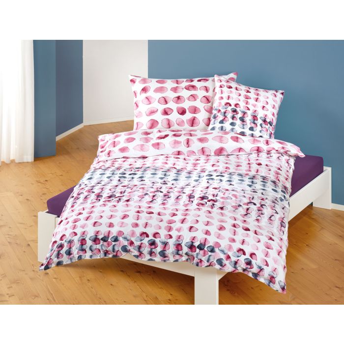 Image of Bettwäsche mit grossem und kleinem Blätterprint in Aquarelloptik, mauve, 50x70 cm bei Lehner Versand Schweiz