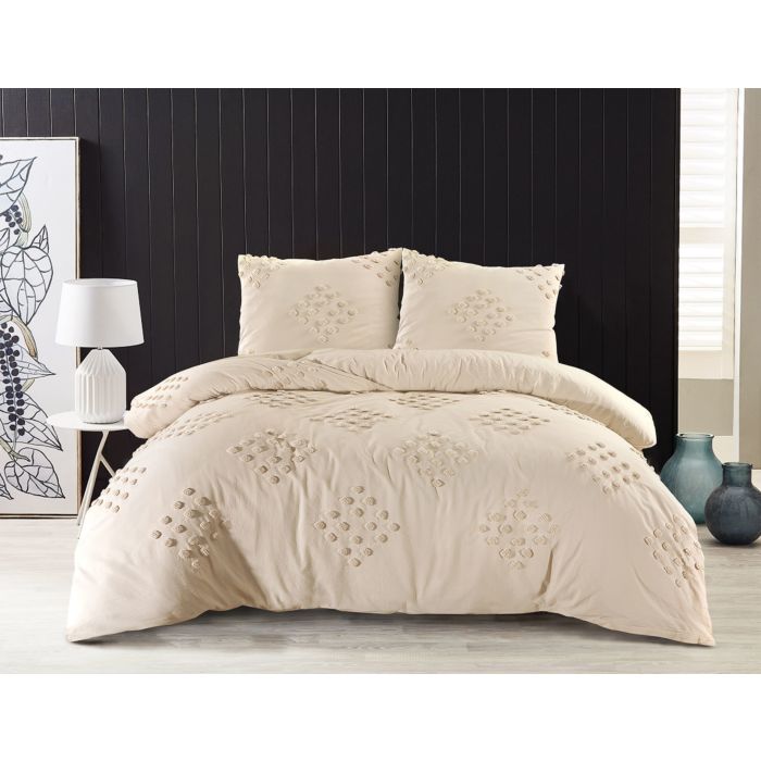 Image of Bettwäsche mit kleinen getufteten Quadraten, beige, 160x210 cm bei Lehner Versand Schweiz