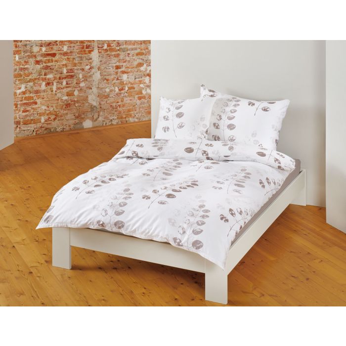 Image of Bio-Bettwäsche mit Blätterdruck in schönen Brauntönen, weiss, 65x100 cm bei Lehner Versand Schweiz