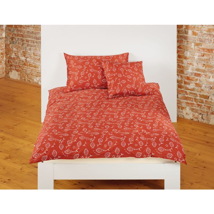 Image of Bio Bettwäsche mit Ornamenten auf rostfarbenem Untergrund, 160x210 cm bei Lehner Versand Schweiz