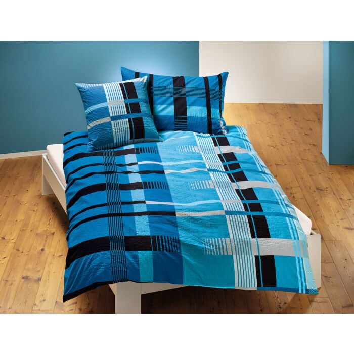 Bettwäsche gestreift in schönen Blautönen – Duvetbezug – 240x240 cm