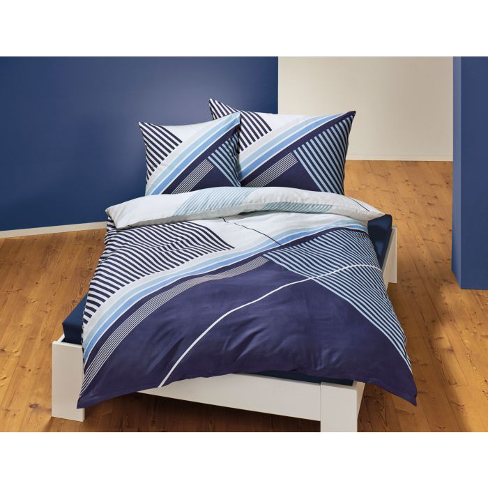 Image of Bettwäsche mit lässigem Streifenmuster in Blautönen, 200x210 cm bei Lehner Versand Schweiz
