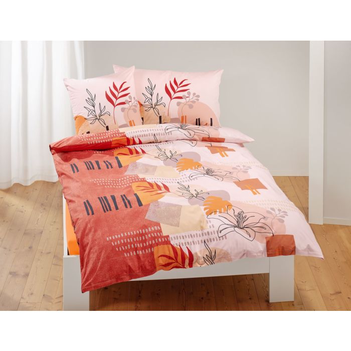 Image of Bettwäsche Blumenprint in Rot-Orange, 65x65 cm bei Lehner Versand Schweiz