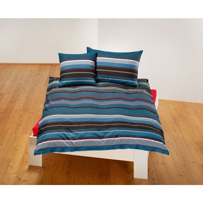 Image of Bettwäsche Streifenmix blau-schwarz-rot-weiss-gelb, mehrfarbig, 65x100 cm bei Lehner Versand Schweiz