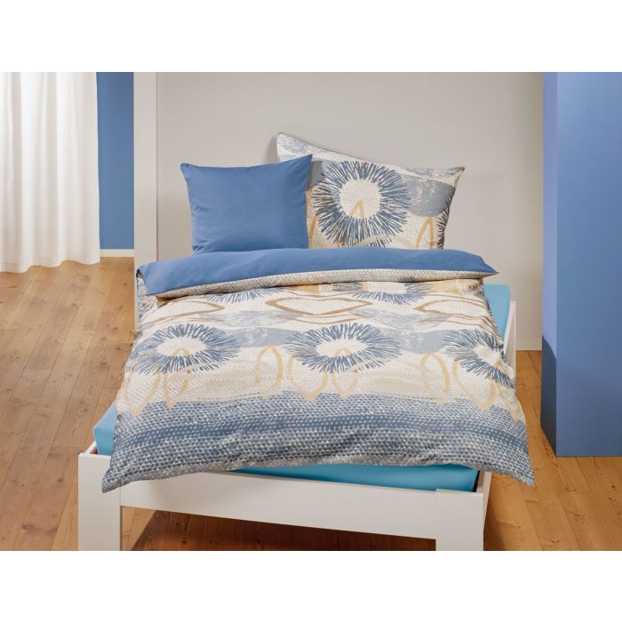 Image of Bettwäsche mit ovalen und kreisförmigen Verzierungen, blau, 65x65 cm bei Lehner Versand Schweiz