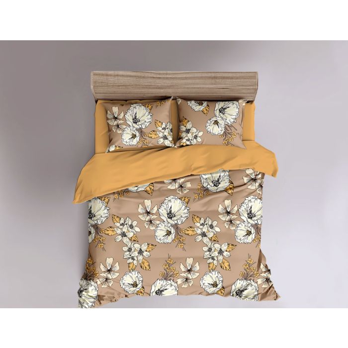 Image of Bettwäsche mit künstlerischem Blumendruck, sand, 160x210 cm bei Lehner Versand Schweiz