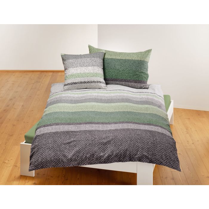 Image of Biberna Bettwäsche mit Streifenmuster, grün, 65x100 cm bei Lehner Versand Schweiz