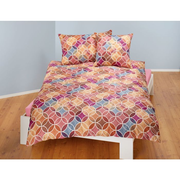 Image of Bettwäsche mit modernem Kreis in Kreis Muster, rot, 65x100 cm bei Lehner Versand Schweiz