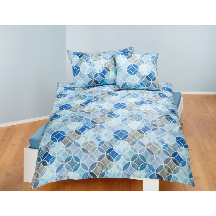 Image of Bettwäsche mit modernem Kreis in Kreis Muster, blau, 200x210 cm bei Lehner Versand Schweiz